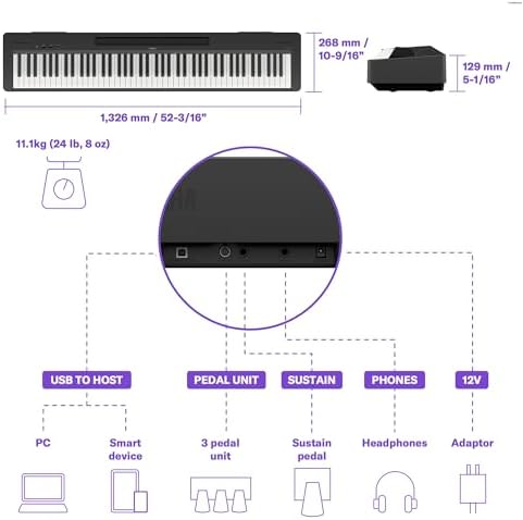 Yamaha Weighted Action 88 Key Digital Piano   Includes Power Adapter and Sustain Foot Switch