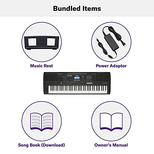 Yamaha  76 Key Touch Sensitive Advanced Portable Keyboard  with Pro Quality Sound  Music Rest  and Power Adapter   PSREW425 