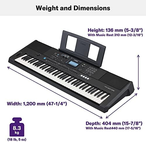 Yamaha  76 Key Touch Sensitive Advanced Portable Keyboard with Power Adapter  PSREW425 