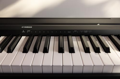 Yamaha  88 Key Digital Piano with Weighted  Sound Boost  Compact Design  Keyboard  Music Rest  and Foot Switch for Home Practice or Travel   P143B 