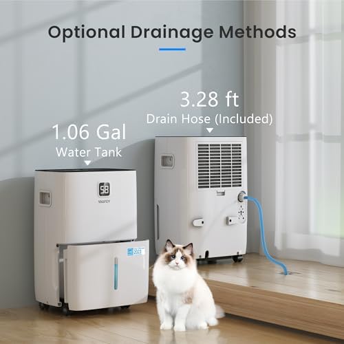 Yaufey 5000 Sq  Ft  Energy Star Certified Dehumidifier  Max 80 Pints Dehumidifier for Basement with Drain Hose  Smart Compressor with Intelligent Humidity Control  Dehumidifiers for Home Bedroom