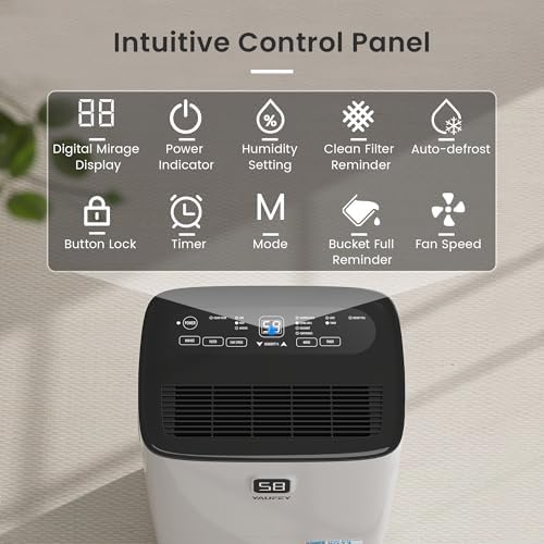 Yaufey 5000 Sq  Ft  Energy Star Certified Dehumidifier  Max 80 Pints Dehumidifier for Basement with Drain Hose  Smart Compressor with Intelligent Humidity Control  Dehumidifiers for Home Bedroom