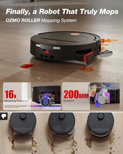 Yeedi M14 Plus Robot Vacuum and Mop  18 000Pa Suction  OZMO Roller Instant Self Washing Mopping  167  Smart Dynamic Hot Wash & Auto Dry  ZeroTangle 3 0 Anti Hair Brush  All in One Omni Station  Black