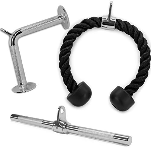 Yes4All Cable Machine Attachment  Row Handles  Tricep Rope  Straight Bar  V Bar  LAT Pulldown Accessories Load 880 LB for Home Gym