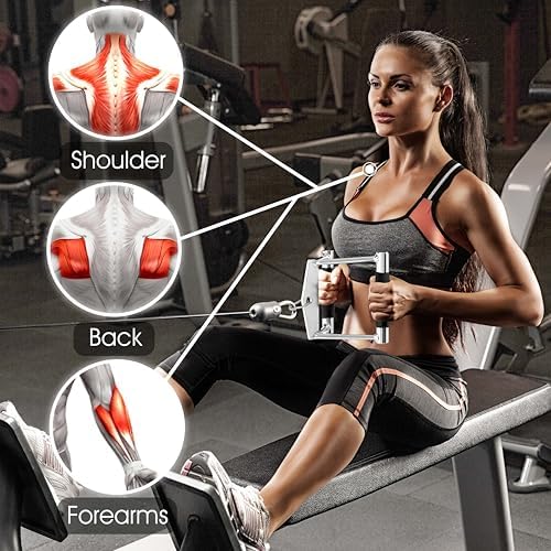 Yes4All Cable Machine Attachment  Row Handles  Tricep Rope  Straight Bar  V Bar  LAT Pulldown Accessories Load 880 LB for Home Gym