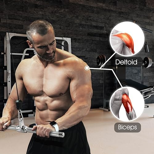 Yes4All Cable Machine Attachment  Row Handles  Tricep Rope  Straight Bar  V Bar  LAT Pulldown Accessories Load 880 LB for Home Gym