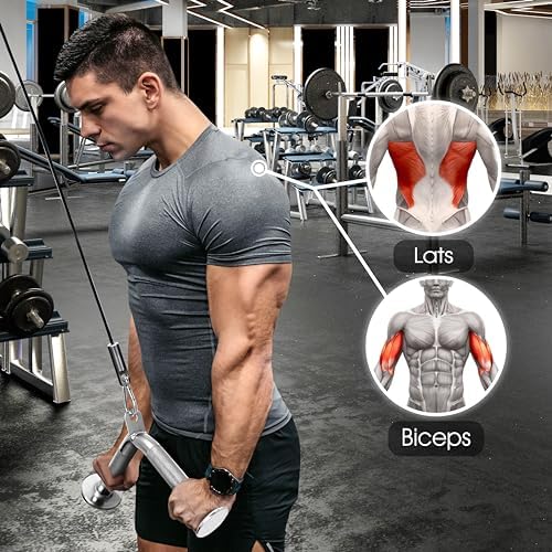 Yes4All Cable Machine Attachment  Row Handles  Tricep Rope  Straight Bar  V Bar  LAT Pulldown Accessories Load 880 LB for Home Gym