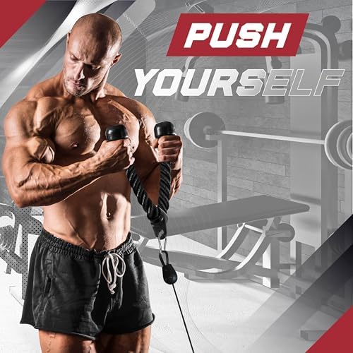 Yes4All Cable Machine Attachment  Row Handles  Tricep Rope  Straight Bar  V Bar  LAT Pulldown Accessories Load 880 LB for Home Gym