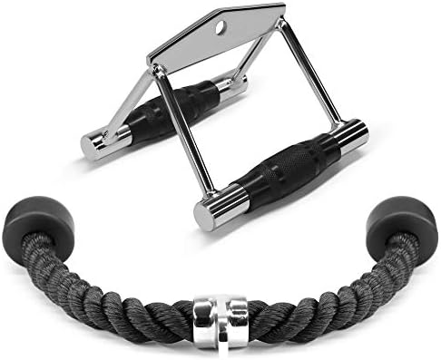 Yes4All Cable Machine Attachment  Row Handles  Tricep Rope  Straight Bar  V Bar  LAT Pulldown Accessories Load 880 LB for Home Gym