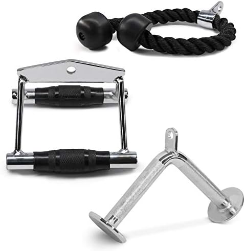 Yes4All Cable Machine Attachment  Row Handles  Tricep Rope  Straight Bar  V Bar  LAT Pulldown Accessories Load 880 LB for Home Gym