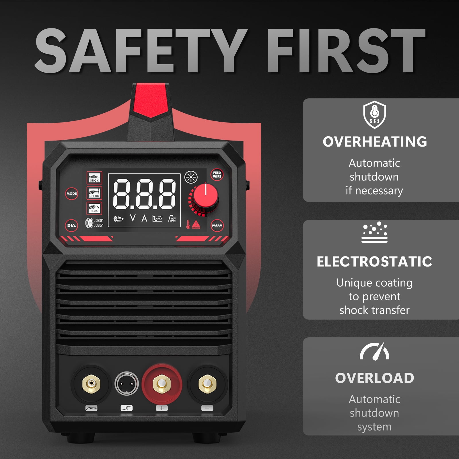 YesWelder 135Amp MIG/Stick 2 in 1 Inverter Welder with Flux Core Gasless  Black