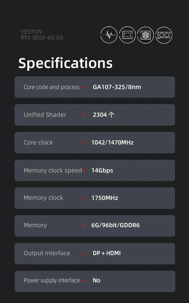 Yeston GeForce RTX 3050 6GB GDDR6 LP Graphics cards pci express 3 0 video cards Desktop computer PC video gaming graphics card RTX3050   6GD6 LP