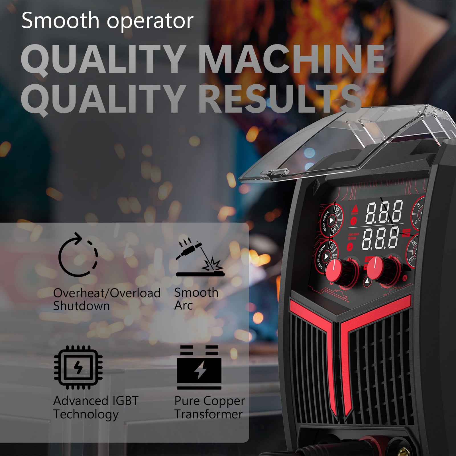 Yeswelder 160Amp MIG Welder  Gas/Flux MIG  Stick  Dual Voltage 110V/220V  LED Display  Synergic Control