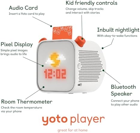 Yoto Player  3rd Gen     Adventure Jacket Frog Soup   Kids Bluetooth Audio Speaker  All in 1 Screen Free Device Plays Stories Music Podcasts Radio White Noise Thermometer Nightlight Ok to Wake Clock