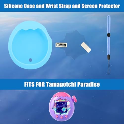 YouKnow Silicone Case for Tamagotchi Paradise Interactive Toy Digital Pet  with Screen Protector and Wrist Strap  Blue