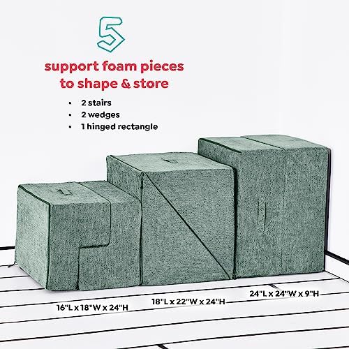 Yourigami Kids and Toddler Play Gym  Playroom Couch Set  Durable Modular Design  Green Meadows