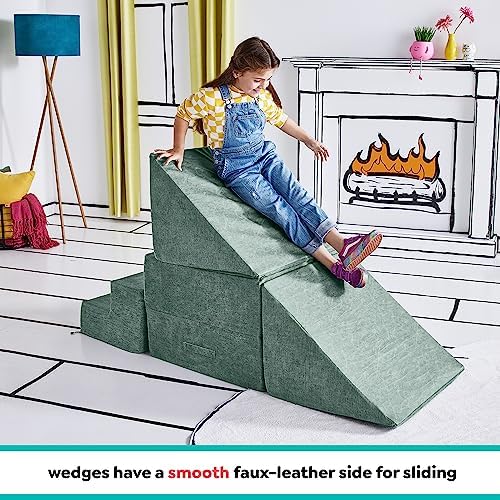 Yourigami Kids and Toddler Play Gym  Playroom Couch Set  Durable Modular Design  Green Meadows