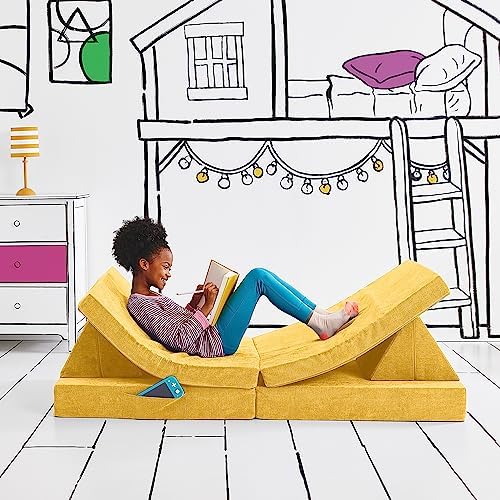 Yourigami Kids and Toddler Play Gym  Playroom Couch Set  Durable Modular Design  Green Meadows