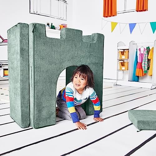 Yourigami Kids and Toddler Play Gym  Playroom Couch Set  Durable Modular Design  Green Meadows