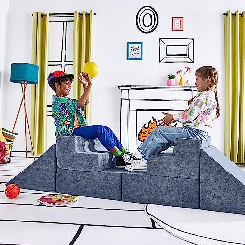 Yourigami Kids and Toddler Play Gym  Playroom Couch Set  Durable Modular Design  Green Meadows