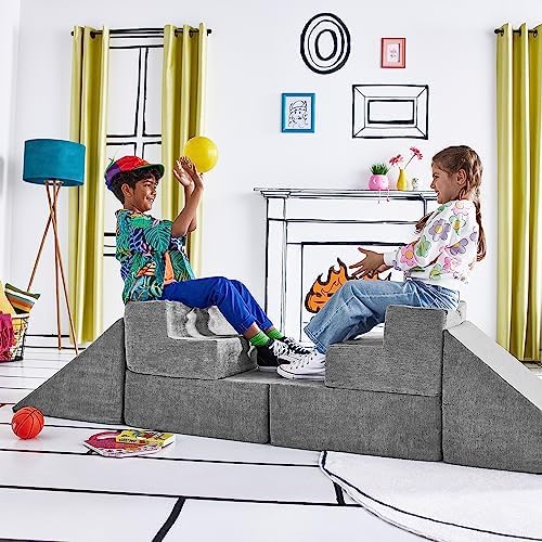 Yourigami Kids and Toddler Play Gym  Playroom Couch Set  Durable Modular Design  Green Meadows