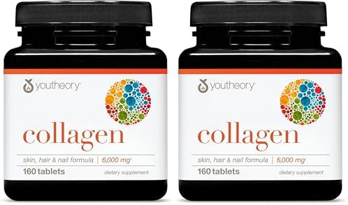 Youtheory Advanced Collagen   6 000 mg Hydrolyzed Collagen Peptides   Includes Antioxidants & Contains Vitamin C   Hair Growth  Nails  Joint Health & Bone Support    290 Tablets  48 Day Supply