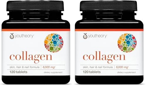 Youtheory Advanced Collagen   6 000 mg Hydrolyzed Collagen Peptides   Includes Antioxidants & Contains Vitamin C   Hair Growth  Nails  Joint Health & Bone Support    290 Tablets  48 Day Supply