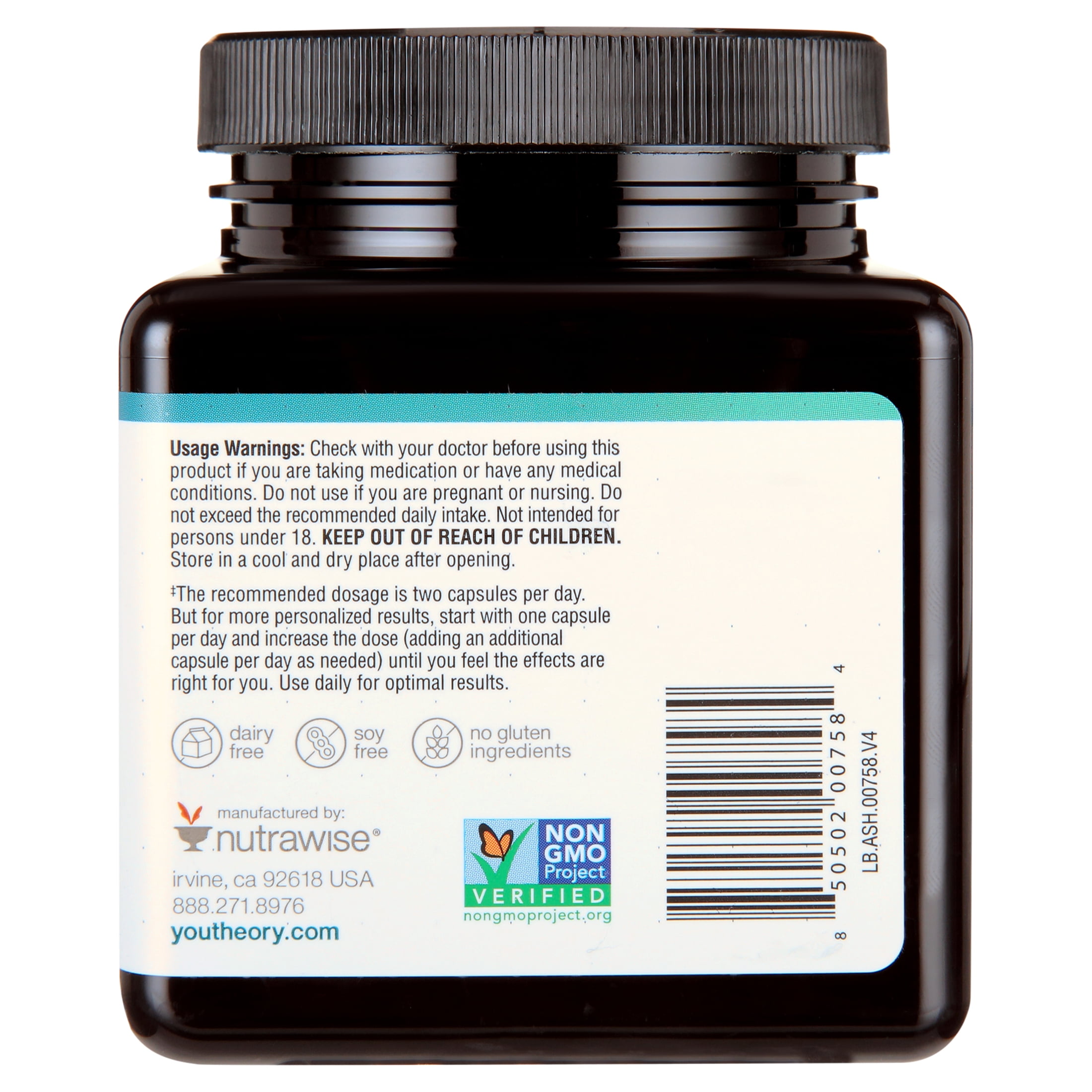 Youtheory Ashwagandha with KSM 66 Vegetarian Capsules  60 ct