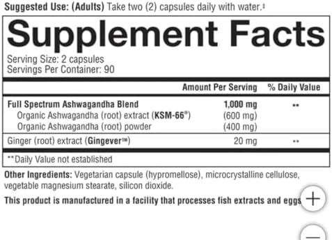 Youtheory Ashwagandha 1000mg with KSM 66   Helps Support a Healthy Stress Response 180 Capsules  Pack of 1