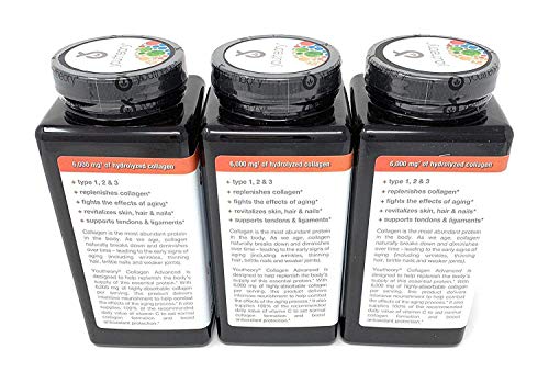 youtheory colágeno fórmula avanzada 1, 2 y 3, Greatitems paquete de 3 (390 comprimidos)