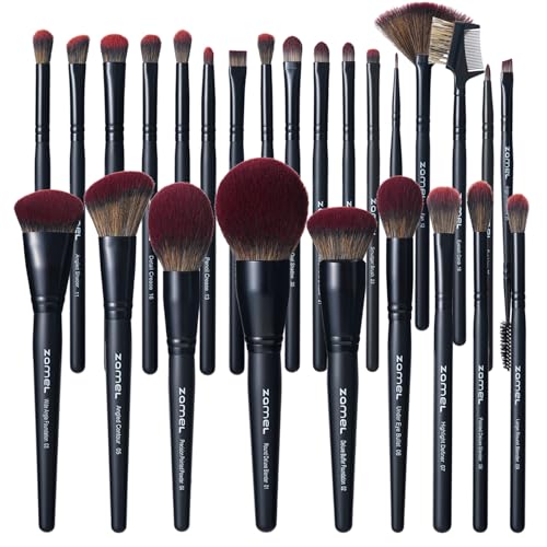 ZAMEL 26Pcs Black labeled Makeup Brushes Set Professional Full Face ULTRA SOFT Hair Makeup Brush Set Contains large powder Foundation Ultimate Blending Make up Brush set Blush Concealers Eyeshadow
