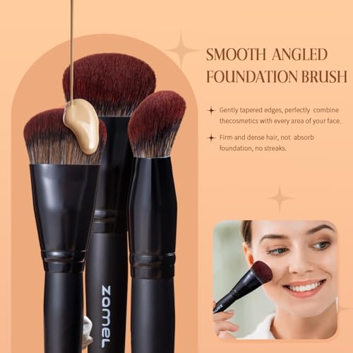 ZAMEL 26Pcs Black labeled Makeup Brushes Set Professional Full Face ULTRA SOFT Hair Makeup Brush Set Contains large powder Foundation Ultimate Blending Make up Brush set Blush Concealers Eyeshadow
