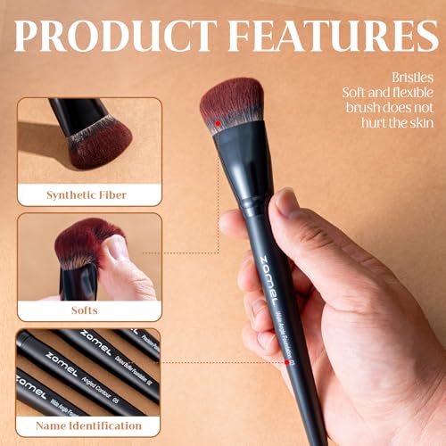 ZAMEL 26Pcs Black labeled Makeup Brushes Set Professional Full Face ULTRA SOFT Hair Makeup Brush Set Contains large powder Foundation Ultimate Blending Make up Brush set Blush Concealers Eyeshadow