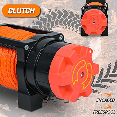 Cabrestante eléctrico IP67 impermeable de 6000 libras para remolques UTV ATV, cabrestante de 12 voltios con cuerda sintética, Hawse Fairlead, control remoto inalámbrico de mano y control con cable