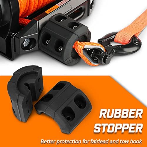 Cabrestante eléctrico IP67 impermeable de 6000 libras para remolques UTV ATV, cabrestante de 12 voltios con cuerda sintética, Hawse Fairlead, control remoto inalámbrico de mano y control con cable