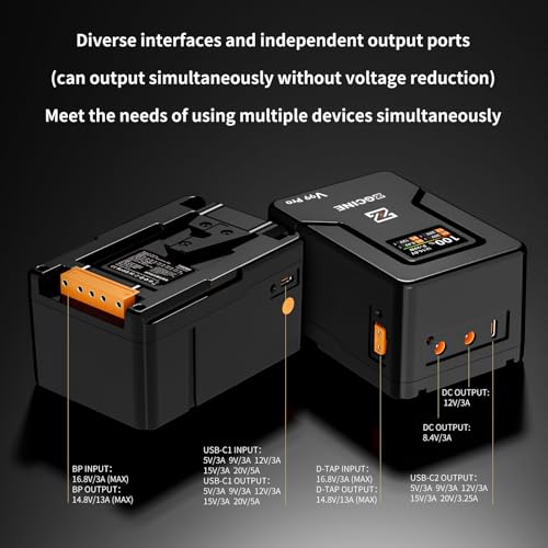 ZGCINE V Mount Battery V99 Pro  99Wh with Max 100W Output/Input  1 5H Full Charge Requires PD100W Charger   with USB C  D TAP  Dual DC Ports  OLED Screen  for Camera  Camcorder  Monitor  Video Light