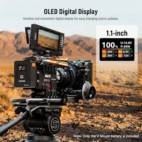 ZGCINE V Mount Battery V99 Pro  14 8V 6400mAh 94 72Wh Mini V Mount Battery with PD100W Fast Charging  D Tap/Dual USB C/BP/Dual DC Ports/OLED Screen for Camera  Camcorder  Phone  Monitor  Video Light