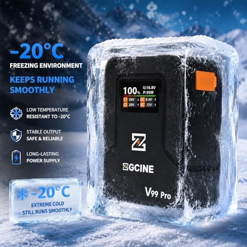 ZGCINE V Mount Battery V99 Pro  14 8V 6400mAh 94 72Wh Mini V Mount Battery with PD100W Fast Charging  D Tap/Dual USB C/BP/Dual DC Ports/OLED Screen for Camera  Camcorder  Phone  Monitor  Video Light