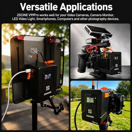 ZGCINE V Mount Battery V99 Pro  14 8V 6400mAh 94 72Wh Mini V Mount Battery with PD100W Fast Charging  D Tap/Dual USB C/BP/Dual DC Ports/OLED Screen for Camera  Camcorder  Phone  Monitor  Video Light