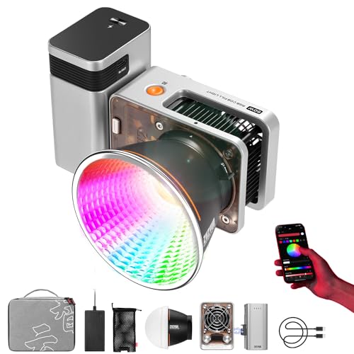 ZHIYUN Molus X60 RGB Combo 60W COB Video Light  319g Portable LED Light  2700K 6500K CRI 95 TLCI 98 w/Detachable Grip Battery Support APP Control and PD Charge
