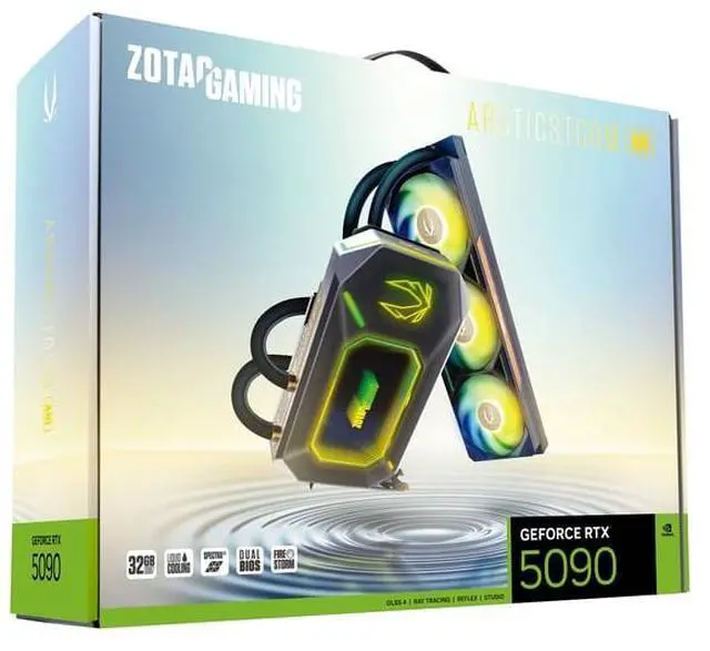 ZOTAC ARCTICSTORM AIO Liquid Cooling GeForce RTX 5090 32GB GDDR7 PCI Express 5 0 x16 ATX Graphics Card RTX 5090 ARCTICSTORM  AIO ZT B50900K 30P