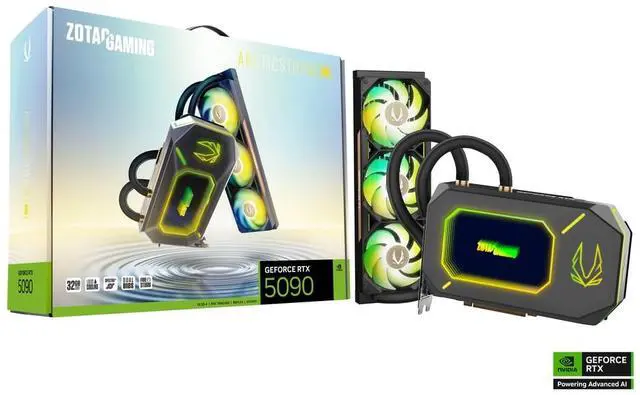 ZOTAC ARCTICSTORM AIO Liquid Cooling GeForce RTX 5090 32GB GDDR7 PCI Express 5 0 x16 ATX Graphics Card RTX 5090 ARCTICSTORM  AIO ZT B50900K 30P