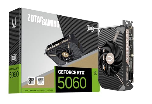 ZOTAC Gaming GeForce RTX 5060 Solo DLSS 4 8GB GDDR7 128 bit 28 Gbps PCIE 5 0 Gaming Graphics Card  SFF Ready Ultra Compact Card  ZT B50600G 10L