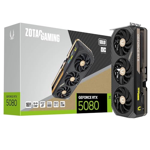 ZOTAC Gaming GeForce RTX 5080 Solid OC 16GB GDDR7 Graphics Card ZT B50800J 10P VD8981