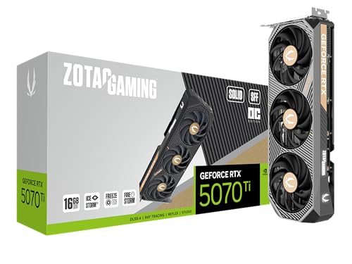 ZOTAC Gaming GeForce RTX 5070 Ti Solid SFF OC DLSS 4 16GB GDDR7 256 bit 28 Gbps PCIE 5 0 Gaming Graphics Card  IceStorm 2 0 Advanced Cooling  ZT B50710J3 10P