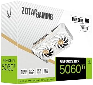 ZOTAC Gaming GeForce RTX 5060 Ti 16GB Twin Edge OC White Edition DLSS 4 16GB GDDR7 128 bit 28 Gbps PCIE 5 0 Gaming Graphics Card  IceStorm 2 0 Cooling  SFF Ready  ZT B50620Q 10M