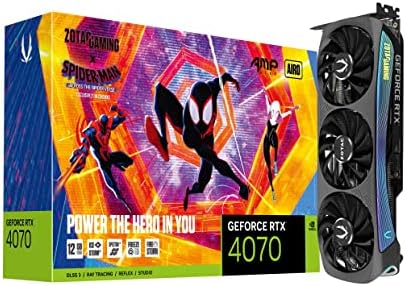 ZOTAC Gaming GeForce RTX 4070 AMP AIRO Spider Man  Across The Spider Verse Inspired Graphics Card Bundle  ZT D40700F 10SMP