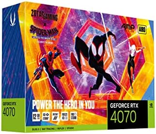 ZOTAC Gaming GeForce RTX 4070 AMP AIRO Spider Man  Across The Spider Verse Inspired Graphics Card Bundle  ZT D40700F 10SMP