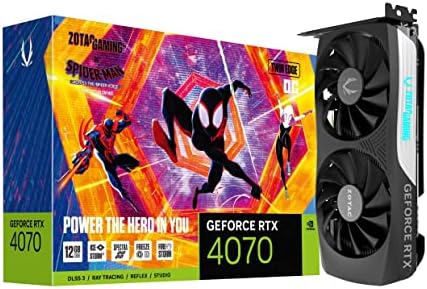 ZOTAC Gaming GeForce RTX 4070 Twin Edge OC Spider Man  Across The Spider Verse Inspired Graphics Card Bundle  ZT D40700H 10SMP