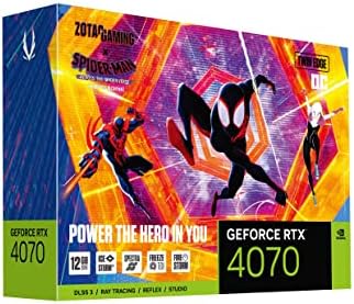 ZOTAC Gaming GeForce RTX 4070 Twin Edge OC Spider Man  Across The Spider Verse Inspired Graphics Card Bundle  ZT D40700H 10SMP